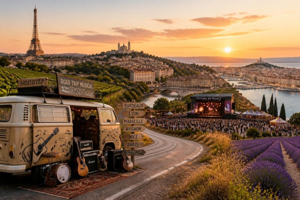 découvrez un road-trip musical en france avec un itinéraire unique à travers les meilleurs festivals et villes animées pour vivre une expérience culturelle et festive inoubliable.